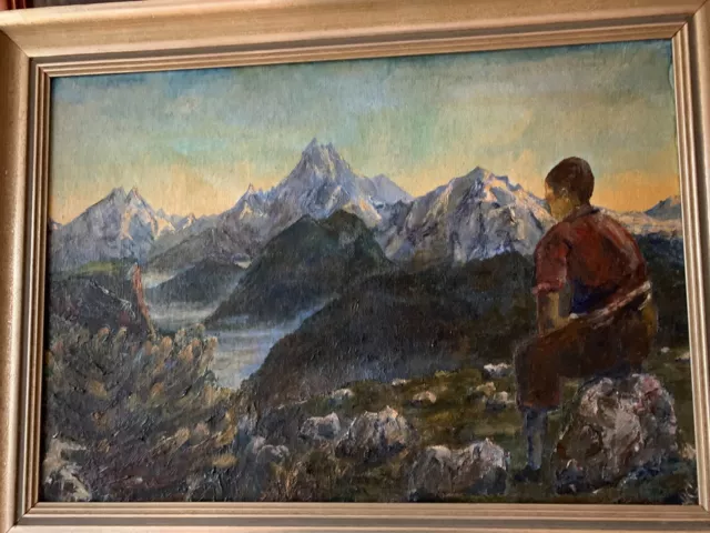 Antik, alte Ölgemälde Ölbild Impressionismus Junge  um 1900