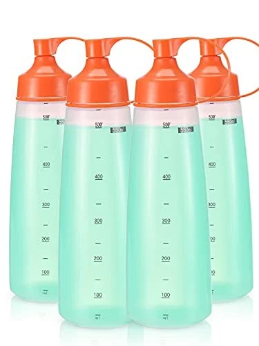 Squeeze Bottles Wide Mouth - Pack of 4 Condiment Bottle Squeeze (Orange*4)