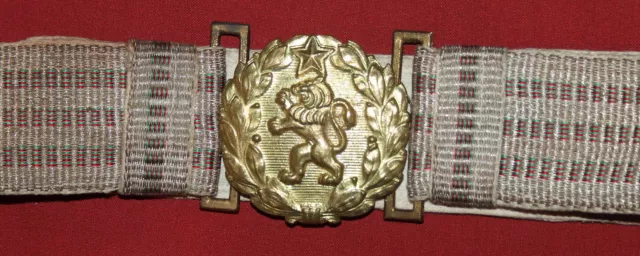 Vintage Bulgarian military officers tinsel parade belt with brass lion buckle