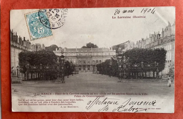 cpa 54 NANCY - Place de la Carrière - Palais du Gouvernement (1904)
