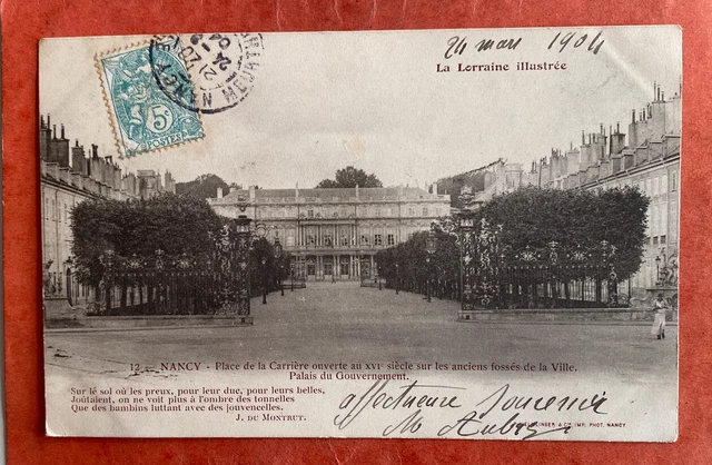 cpa 54 NANCY - Place de la Carrière - Palais du Gouvernement (1904)