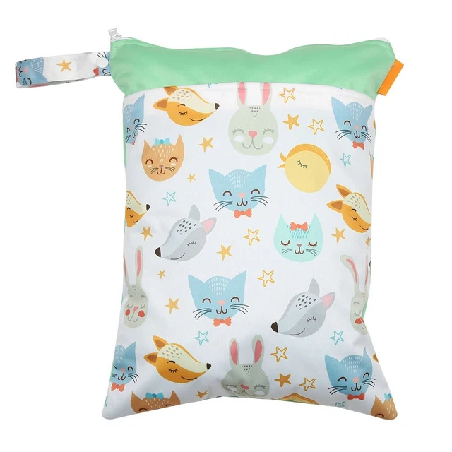 (EF160)Baby Waterproof Double Zipper Diaper Bag Washable Dry Wet Nappy Pouc