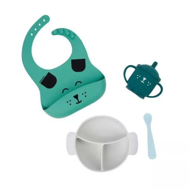 Babymoov Coffret Repas 15-24 m LEARN'ISY, 1 Bol, 1 Tasse, 1 Bavoir, 1 Cuillere,