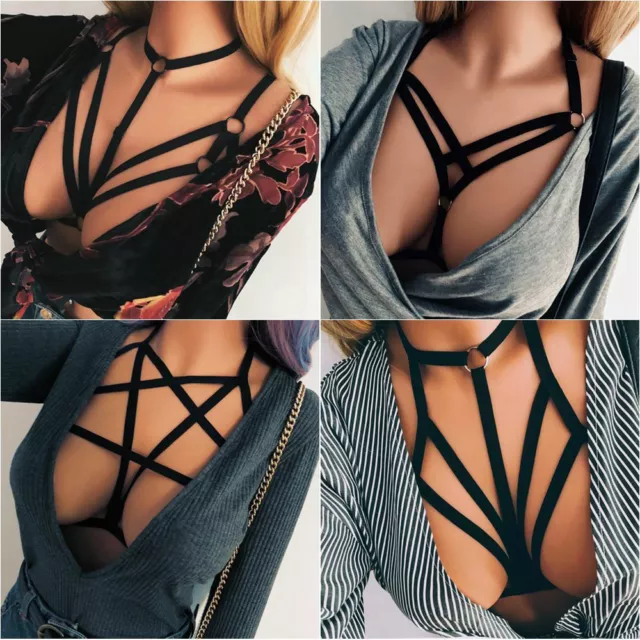 Women Sexy Lace Lingerie Hollow Cage Harness Push-up Bra Top