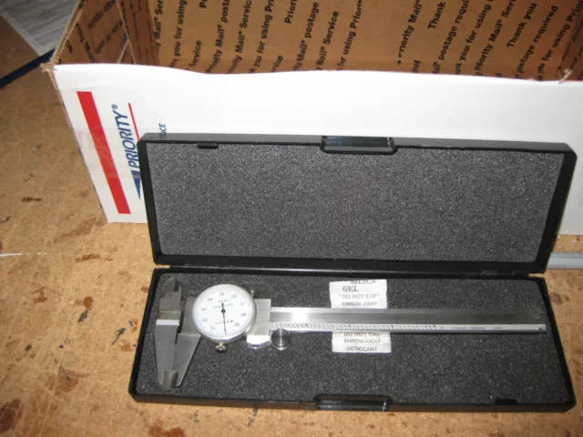 6" Stainless Steel Dial Caliper Precision Hardened & Case- Glass Dial Perf. Cond