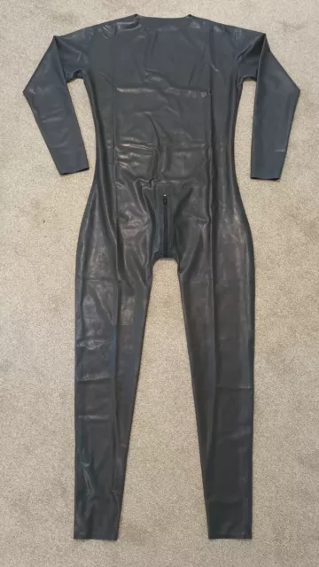 Men's Semi-Transparent Latex Rubber Neck Entry Catsuit - Size M - Nwot