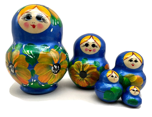 Matroschka 5tlg. bauchliche Matreschka handgemalt Traditionelle Motiv 12cm