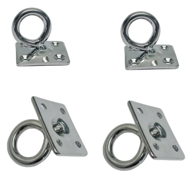 Marine Boat Deck Stainless Steel 3/16" Square Pad Swivel Eye Rigging | PACK 4 |