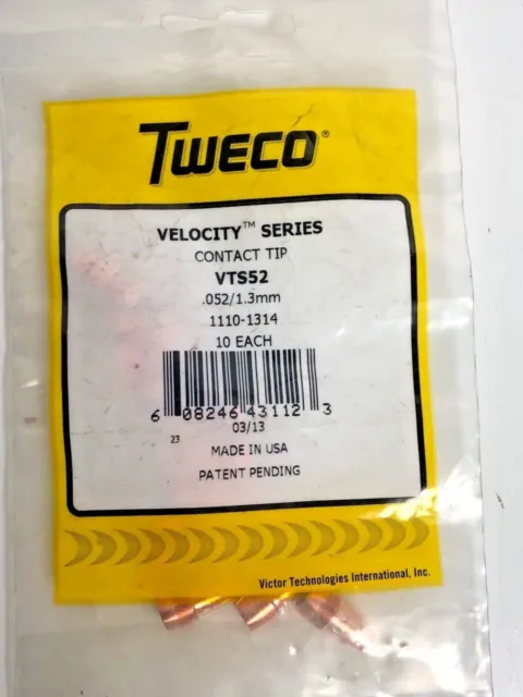 10-PACK Tweco Copper Contact Tips Velocity VTS52 2 .052"  Welding Welder