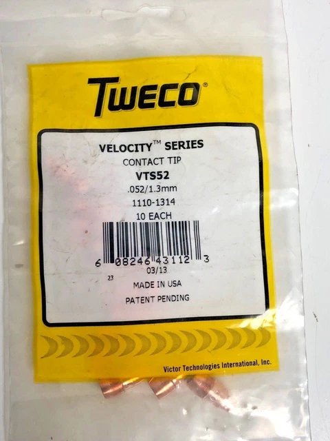 10-PACK Tweco Copper Contact Tips Velocity VTS52 2 .052"  Welding Welder