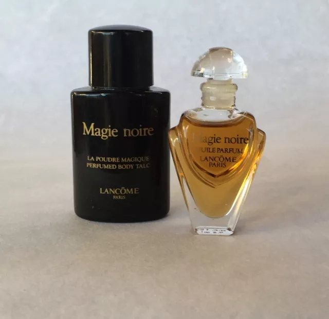 LANCOME MAGIE NOIRE Huile Parfum Perfume Oil 7.5 mL 1/4 oz & Body Talc Vtg  90\'s $79.90 - PicClick