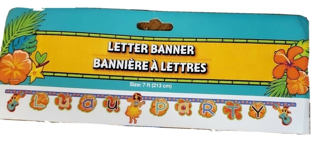 Décor de fête hawaïen Luau. (2)- 8 pack de découpes de papier, bannière 1 lettre, 1 guirlande 3