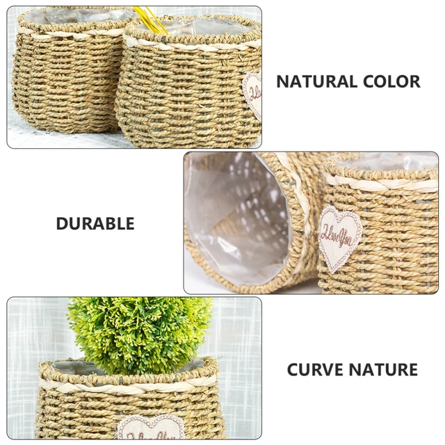 Seagrass Plant Basket Seagrass Plant Pot Straw Flower Basket Plants Pots Rattan 4
