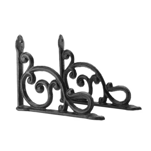 2 Pcs Cast Iron Antique Style Brackets Garden Braces Shelf Brown