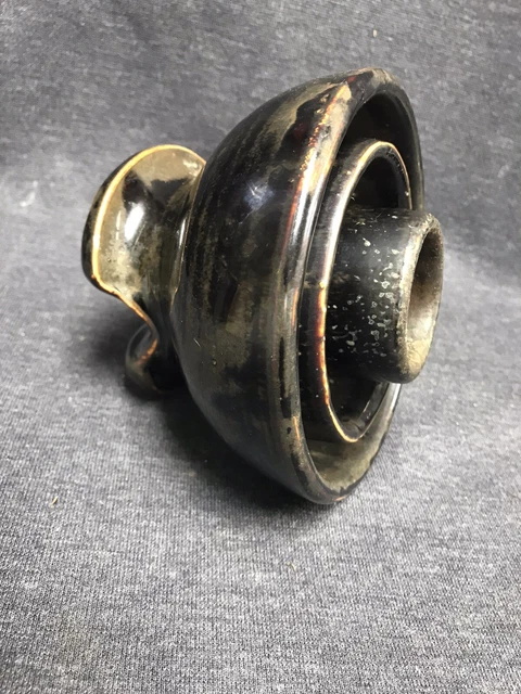 Antique Vintage - Large Ceramic Brown Drip Insulator - Mushroom Style - 4.75” 3