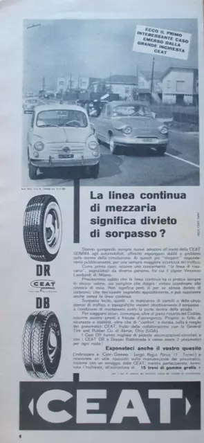 Pubblicità Advertising Werbung Italy 1960 CEAT GOMMA LINEA CONTINUA pneumatici .