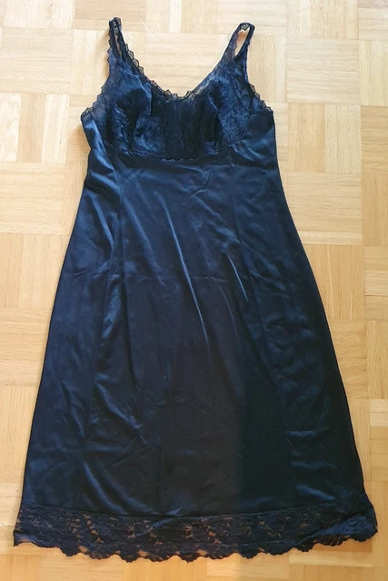 RARITÀ: Fantastico sottovestito classico con pizzo, taglia 42, nero * VINTAGE