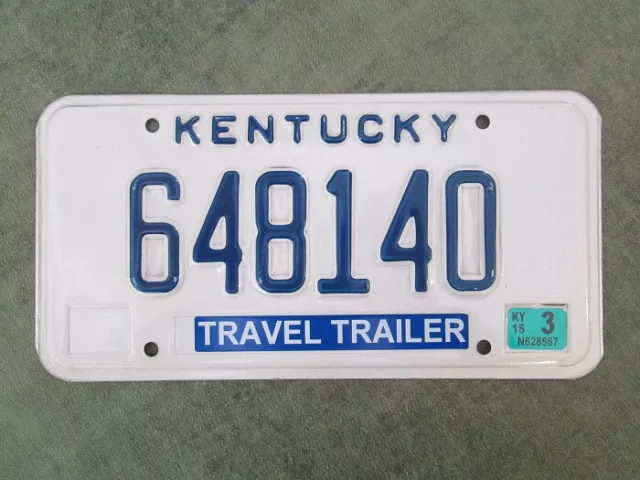 *99 CENT SALE* 2015 Kentucky Travel Trailer License Plate # 648140 Odd Type !!!