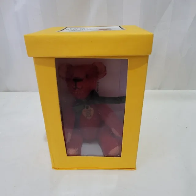 Vintage Handmade Red Teddy In A Box From Cornwall Rare Collectable VGC