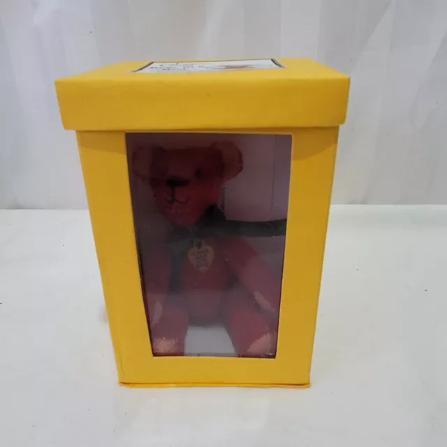 Vintage Handmade Red Teddy In A Box From Cornwall Rare Collectable VGC