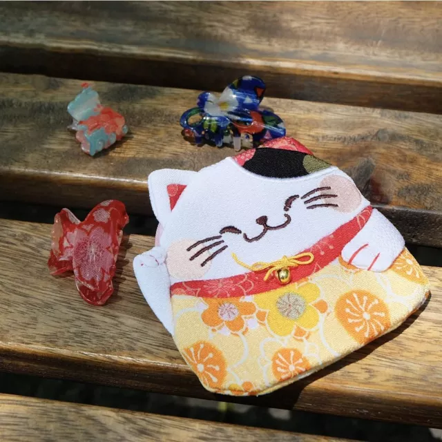 Japanese Style Lucky Cat Clutch Bag Zipper Card Holder  Travel