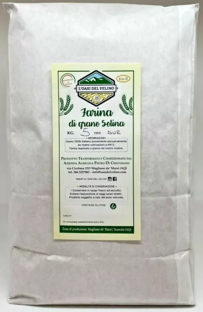 Farina Di Grano Solina Tipo 2 Macinata A Pietra - 5 Kg - Grano 100% Italiano