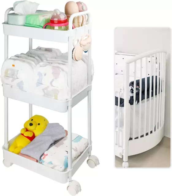 Volnamal Baby Diaper Cart, Plastic Baby Diaper Caddy Baby Organizer for Nursery