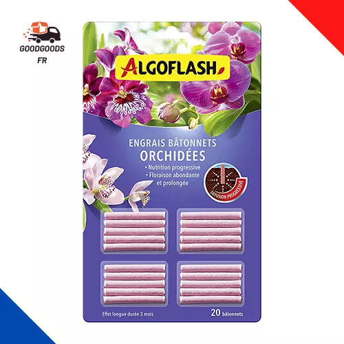 ALGOFLASH Engrais Bâtonnets Orchidées, Action Jusqu'À 3 Mois, 20 Bâtonnets