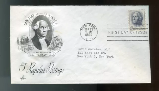 1962 5c George Washington  (Scott 1213)  FDC Art Craft