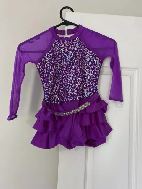 Weissman Purple Sequined Dance Costume Built in Shorts Size Child SC