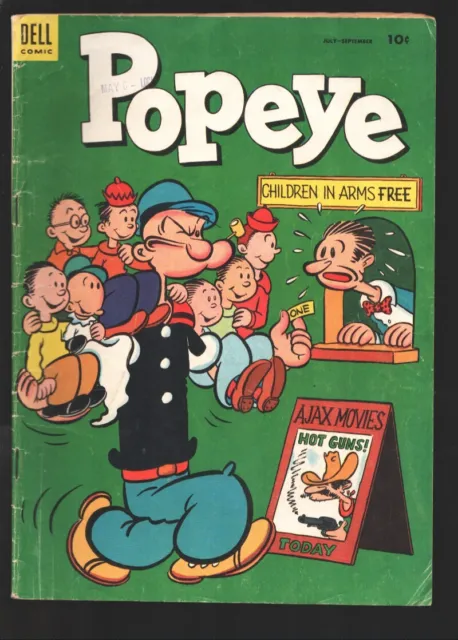 Popeye #25 1953-Dell-Wacky movie theatre cover art-Wimpy & Swee'Pea appear-VG