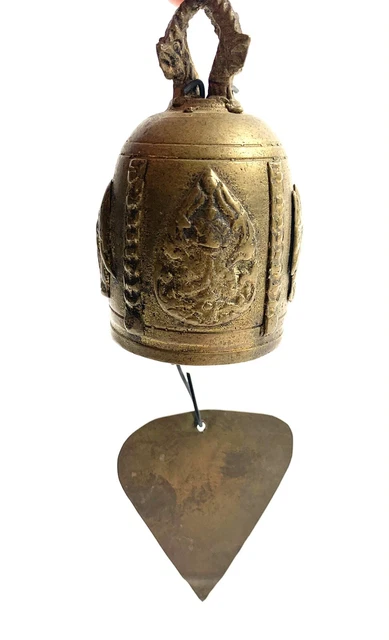 ANTIQUE VINTAGE Brass BUDDHA CLAPPER BELL  3.5”