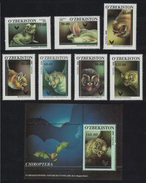 Uzbekistan Bats 7v+MS 2001 MNH SG#273-MS280 MI#277-272+Block 26 CV£17.30