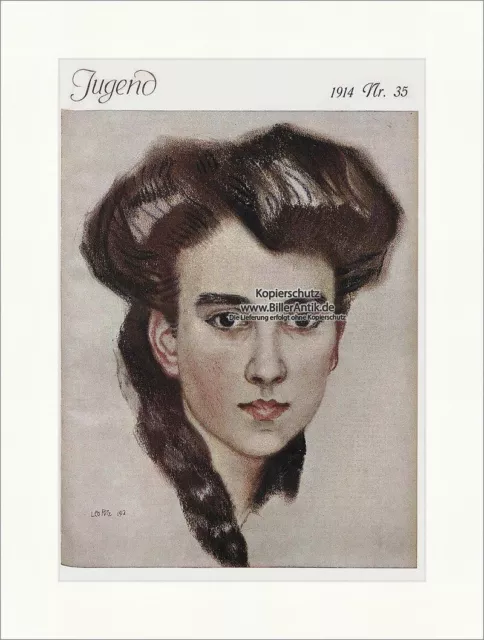 Titelseite der Nummer 35 von 1914 Leo Putz Frau Portrait Georg Hirth Jugend 3970