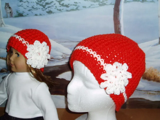 Matching Orange Hats Girl Doll Clothes Fit American Girl Hand Crocheted