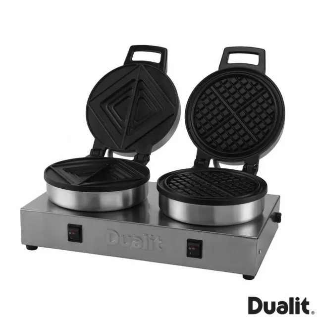 Dualit Commercial Versatile Non Stick Coated Plates Toastie & Waffle Maker 73010