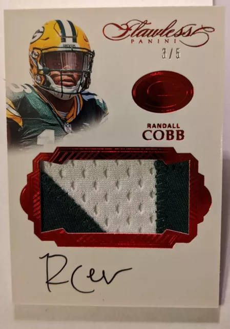 RANDALL COBB 2016 Flawless On Card Auto 2-Color Patch Red Ruby 3/5