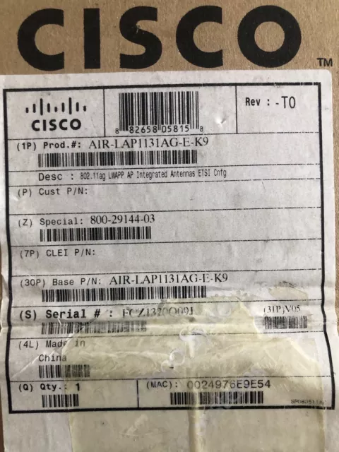 Cisco AIR-LAP1131AG-E-K9 Wireless Access Point Cisco AIR-LAP1131AG (NEW)