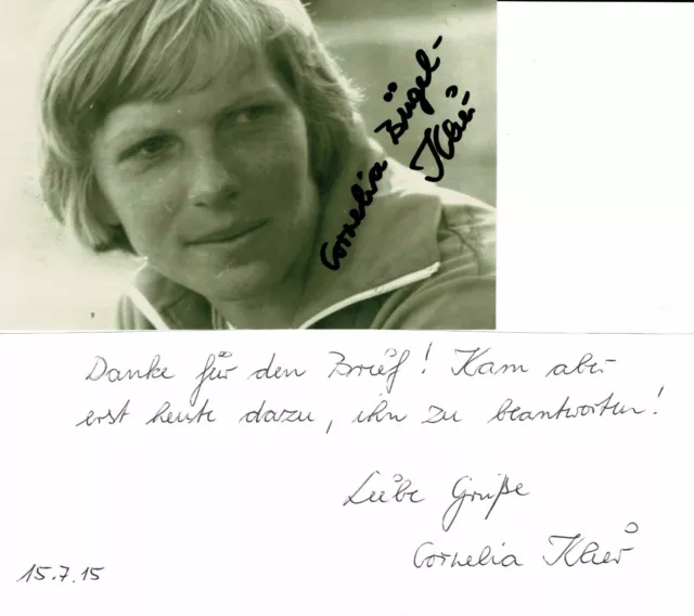 original Autogramm Cornelia Klier Bügel Olympiasieg 1980 Zweier ohne Rudern DDR
