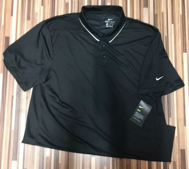 Nike Men's Size Large Dri-FIT Edge Tipped Golf Polo Black/White AA1849-010