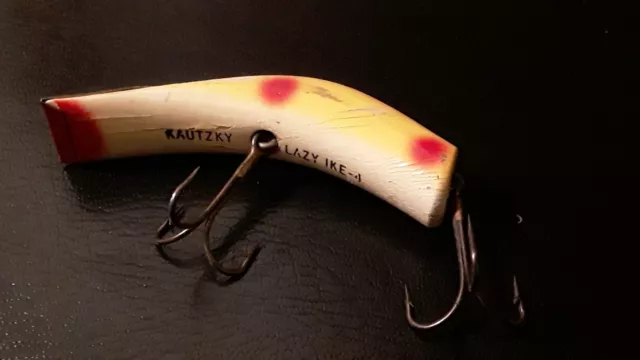 VINTAGE KAUTZKY LAZY IKE 4 Wood FISHING LURE Old Tackle Equipment