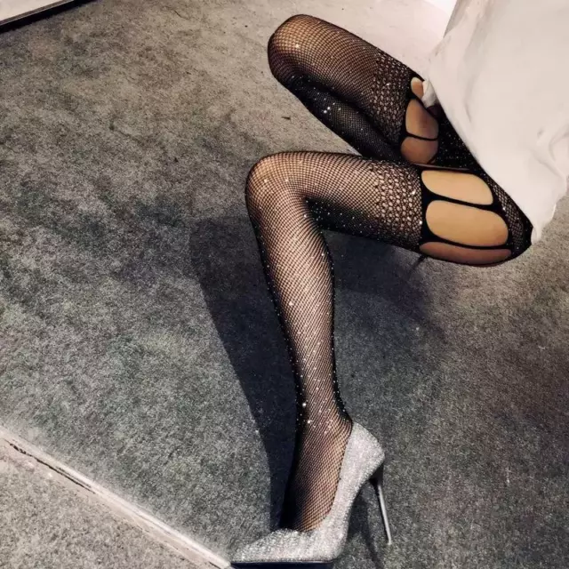 LACE TOPPED THIGH HIGH SHEER FISHNET STOCKINGS LADIES SEXY- HOLD UPS