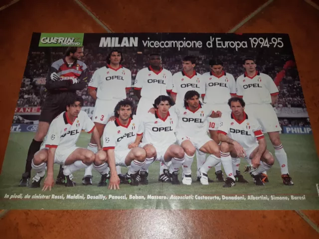 Poster Guerin Sporty Milan Vincecampione D'Europe 1994/95 46X28