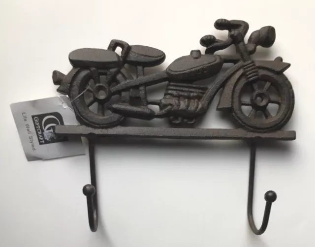 Vintage Motorcycle Cast Iron 2-Hook Wall Hook Antique Brown BRAND NEW