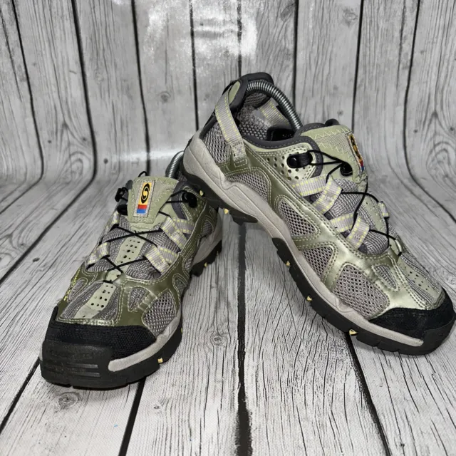 Salomon Hiking Shoes Womens size 9 Green Pull Tie Techamphibian Water  Shoes ECU