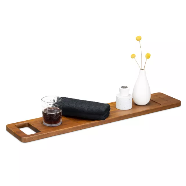 Bandeja de madera para bañera -con espacio para taza de café vino libro tablet