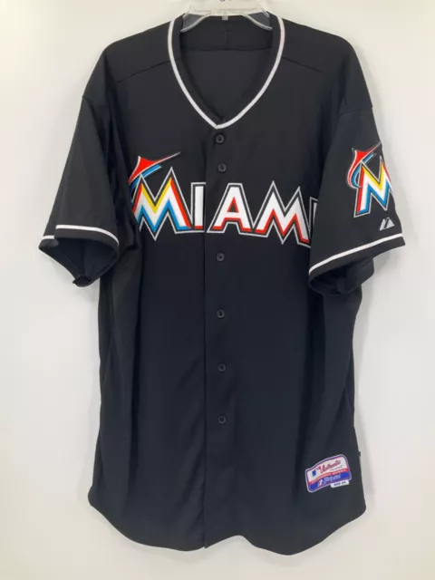 MIAMI MARLINS GAME Used Team Issued Majestic Black Jersey Size:54 $199. ...