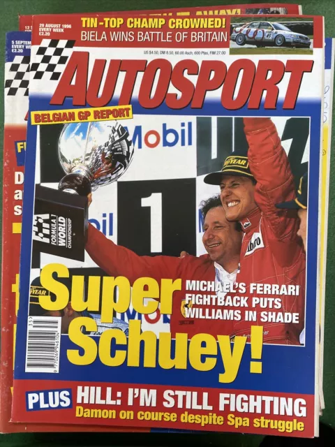 Autosport Magazine 29 August 1996 Schumacher Ferrari wins Belgium F1 Beila BTCC