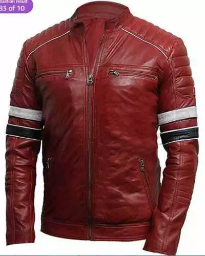Giacca in pelle da uomo Borgogna Biker Slim Fit vera moto Cafe Racer
