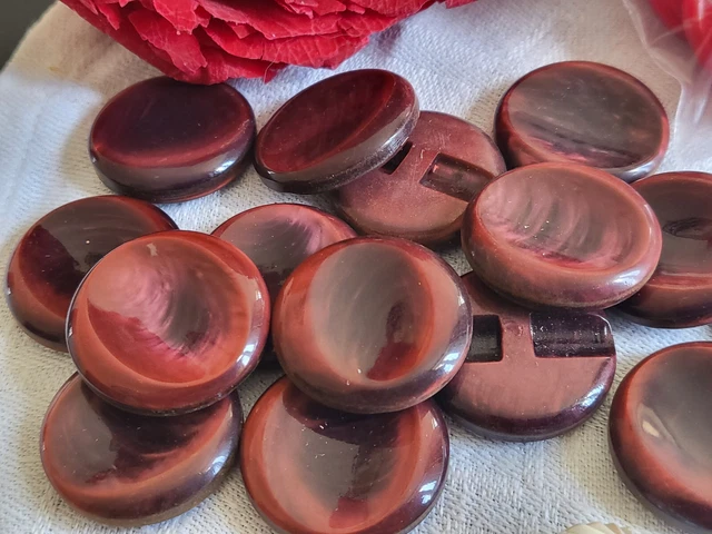 Lot De 6 Boutons Vintage Moutarde épais - 2,6 Cm - Ref 705 - France